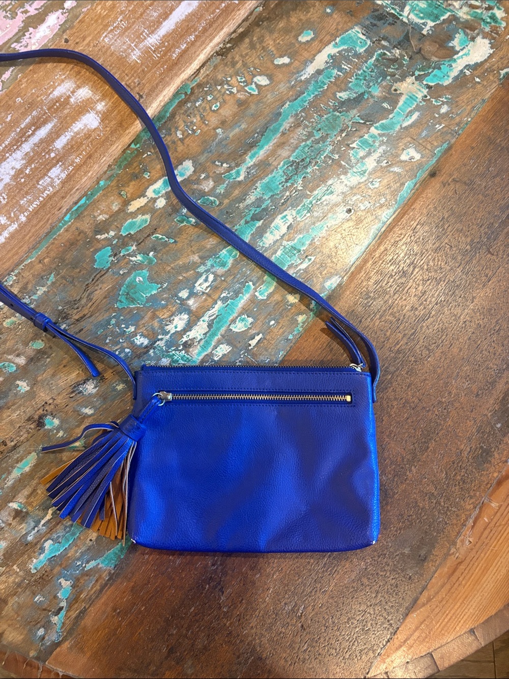 GAP Royal Blue Leather Crossbody Bag with Tassel